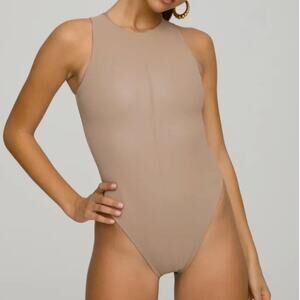 Good American Sleeveless Faux Leather Bodysuit